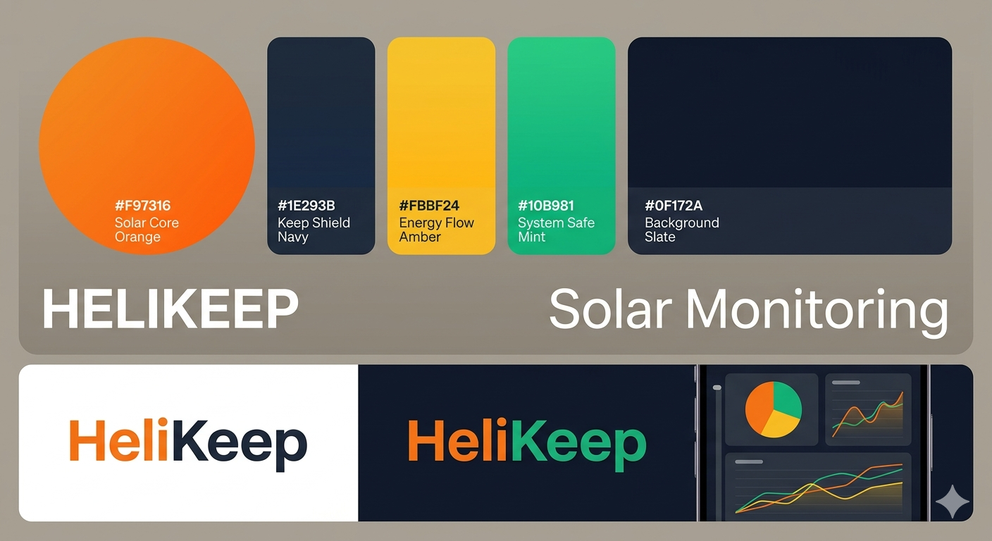 HeliKeep solar monitoring dashboard and brand overview